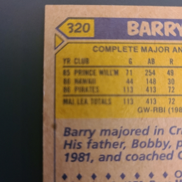 Barry Bonds 1987 Tiffany error card - Picture 8 of 11